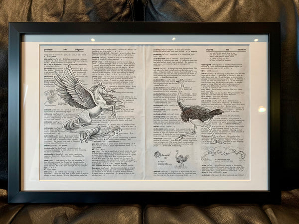 Pegasus vs. Ostrich by Laurel Winston - Framed Original