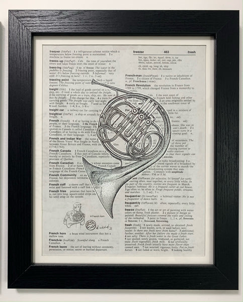 French Horn by Laurel Winston - Framed Original