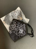 Non-Medical reusable face mask with wrap around peony design